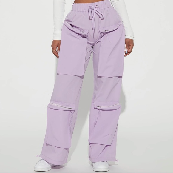 Fashion Nova Pants - Lavender Parachute Cargo Pants